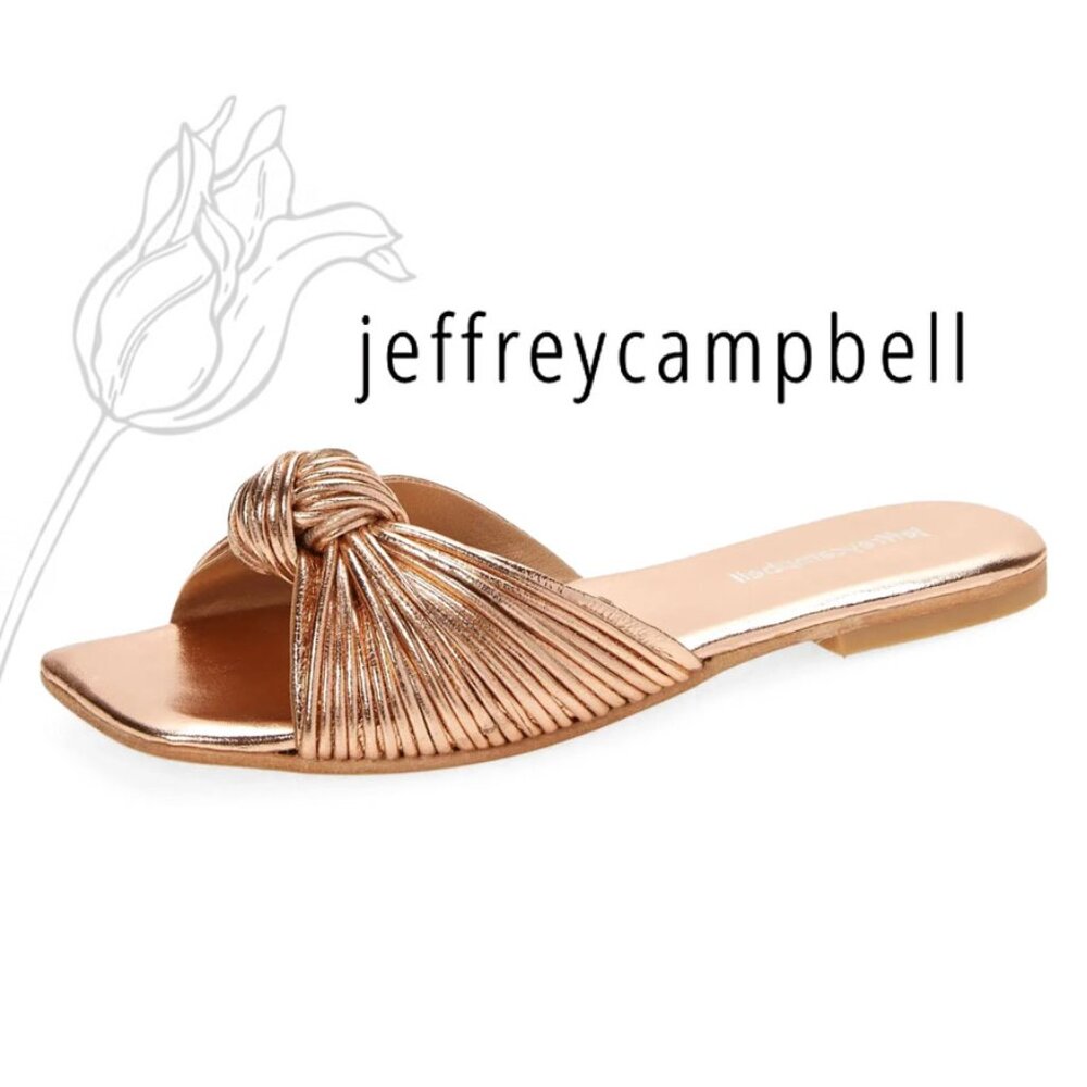 Jeffrey Campbell Knaughty-3 Rose Gold Knotted Slip-On Flat Sandal